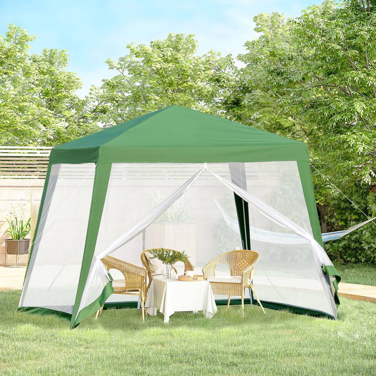 Outsunny Pavillon grün Polyester B/H/L: ca. 300x245x300 cm