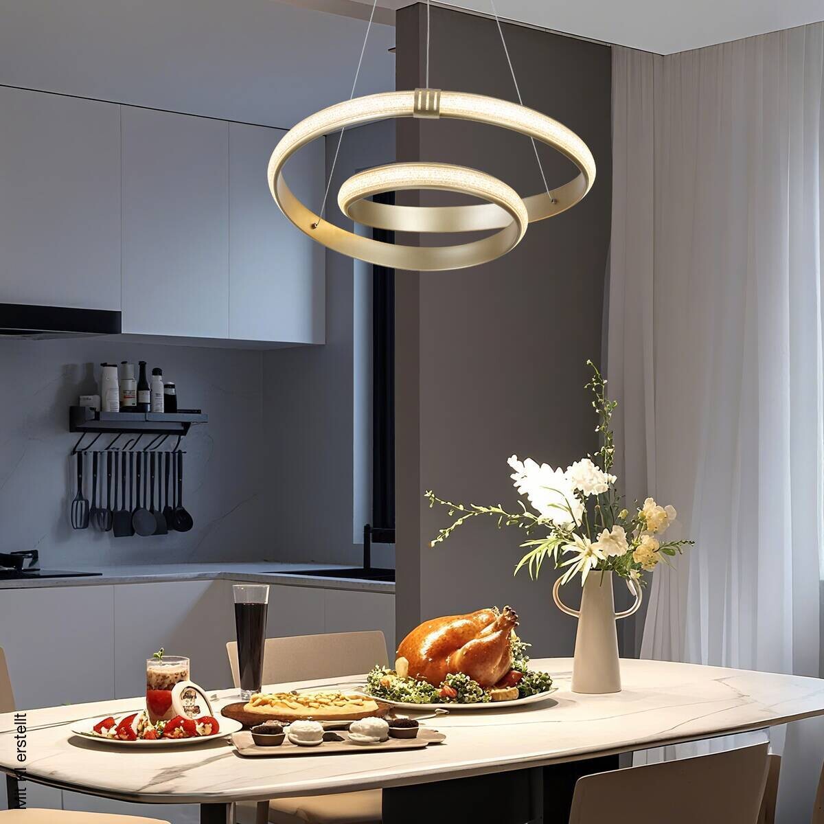 Nolo LED-Pendelleuchte Shine champagner B/H/T: ca. 50x120x50 cm