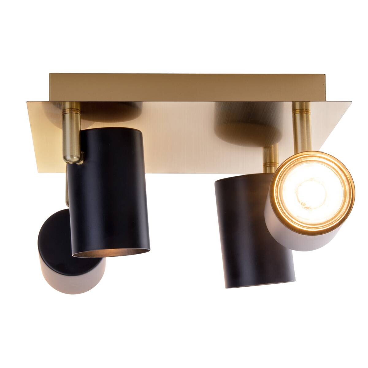 Näve Leuchten Deckenleuchte 1395022 schwarz gold Metall B/H/T: ca. 22x13,5x22 cm GU10 4 Brennstellen