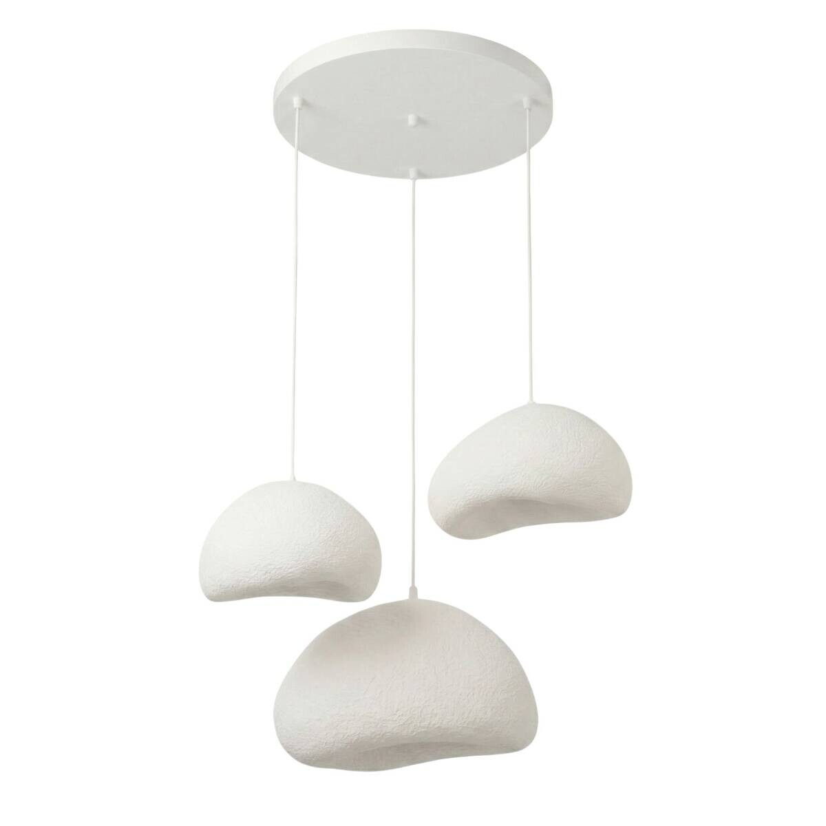 Opviq Pendelleuchte weiß Metall Fiberglas B/H/T/L/D: ca. 82x115x82x82x82 cm E27 3 Brennstellen