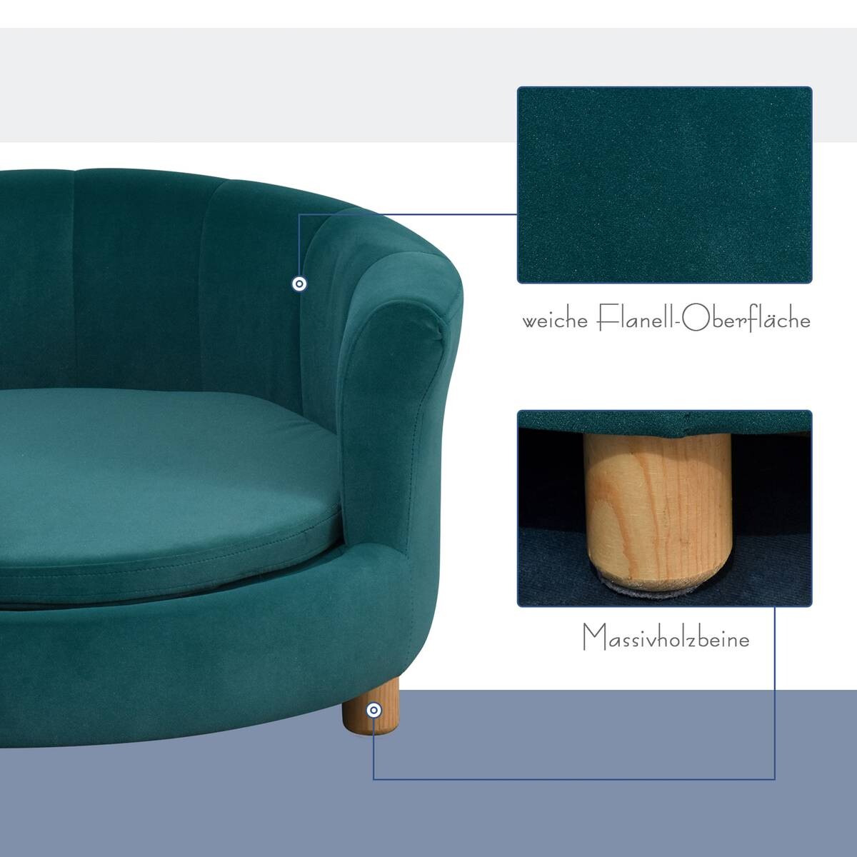 PawHut Hundesofa grün Schaumstoff B/H/L: ca. 65x37x64 cm