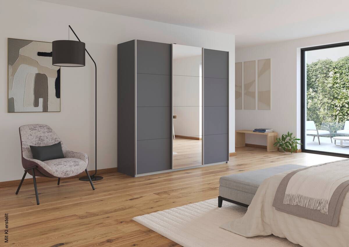 Kleiderschrank Kulmbach grau B/H/T: ca. 203x210x62 cm