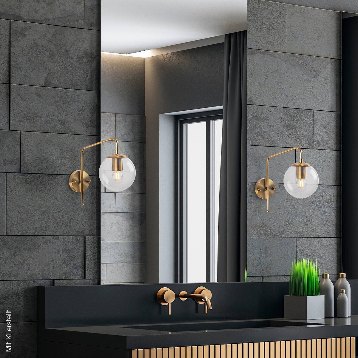 Opviq Wandleuchte Metall Glas B/H/L: ca. 32x32x15 cm E14 1 Brennstellen