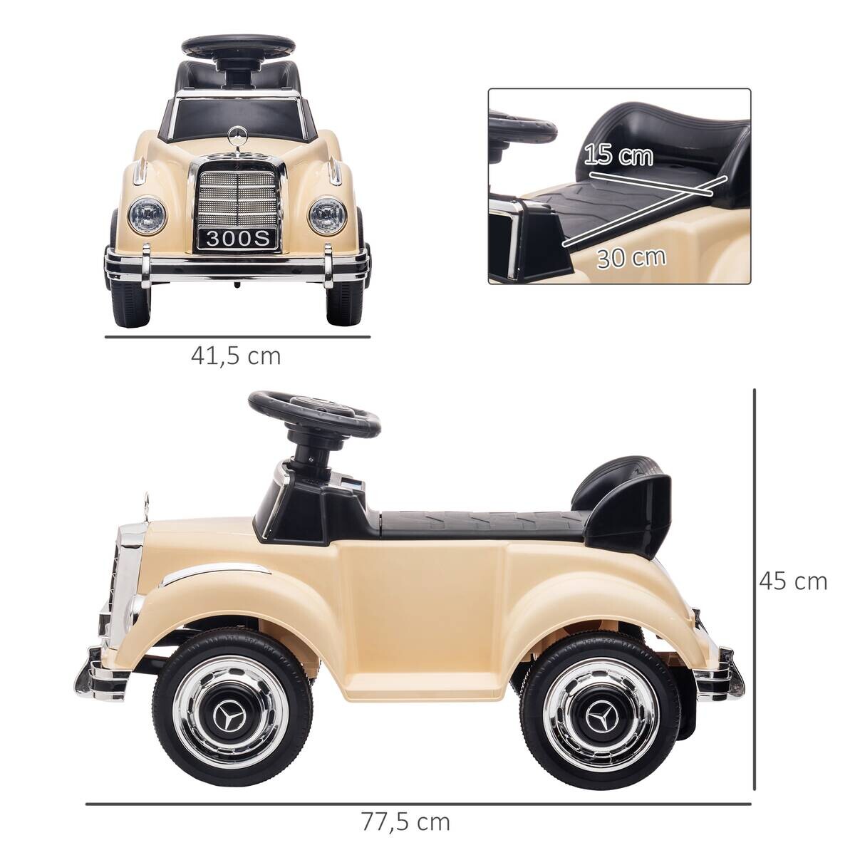AIYAPLAY Rutschauto beige B/H/L: ca. 41,5x45x77,5 cm
