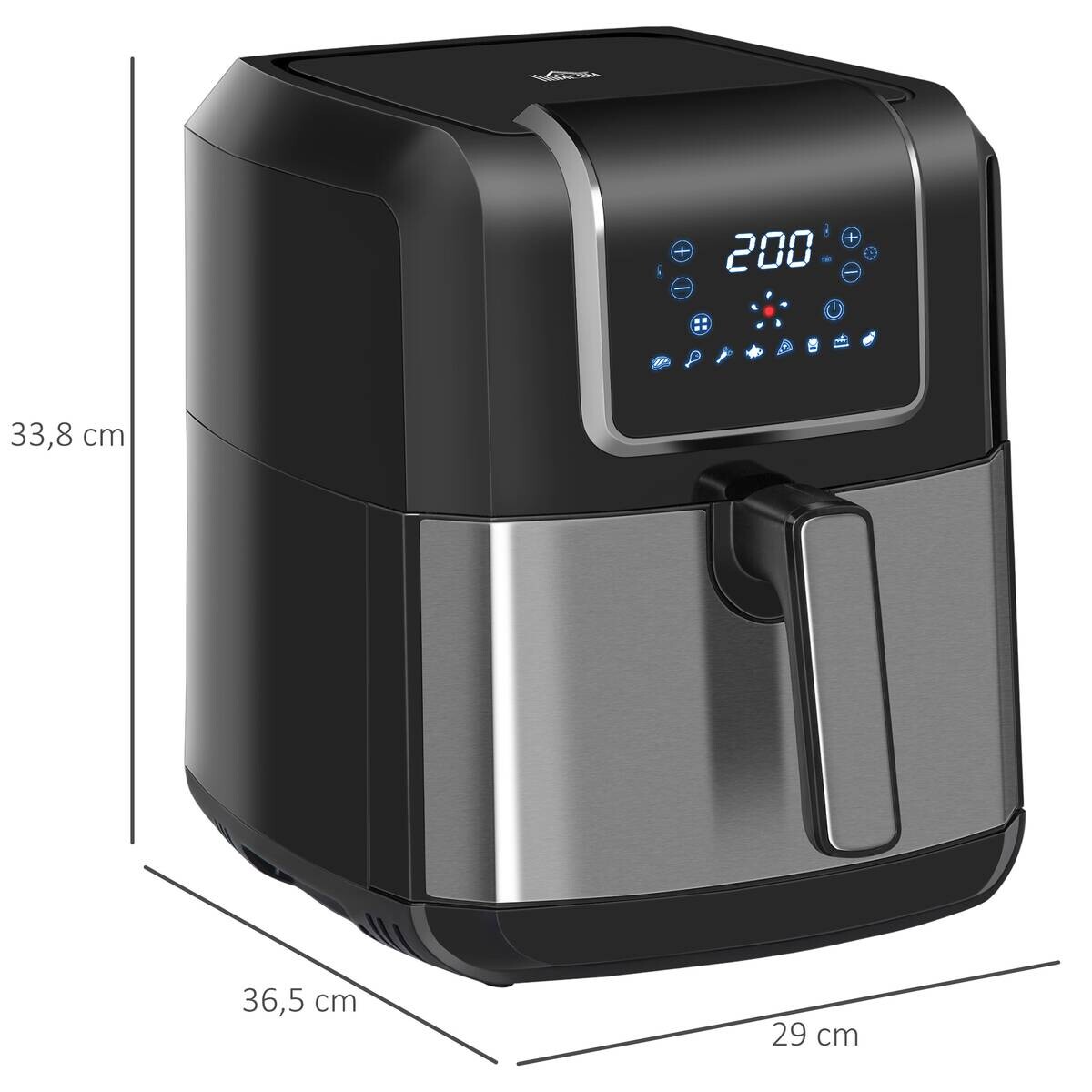 HOMCOM Heißluftfritteuse 800-120V90 schwarz Polypropylen B/H/L: ca. 29x36,5x33,8 cm ca. 6,5 l