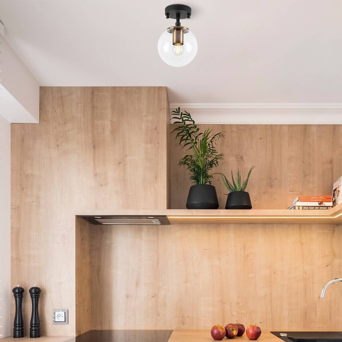 Opviq Deckenleuchte Atmaca bronze schwarz Metall Glas B/H/T/L/D: ca. 15x23x15x15x15 cm E14 1 Brennstellen