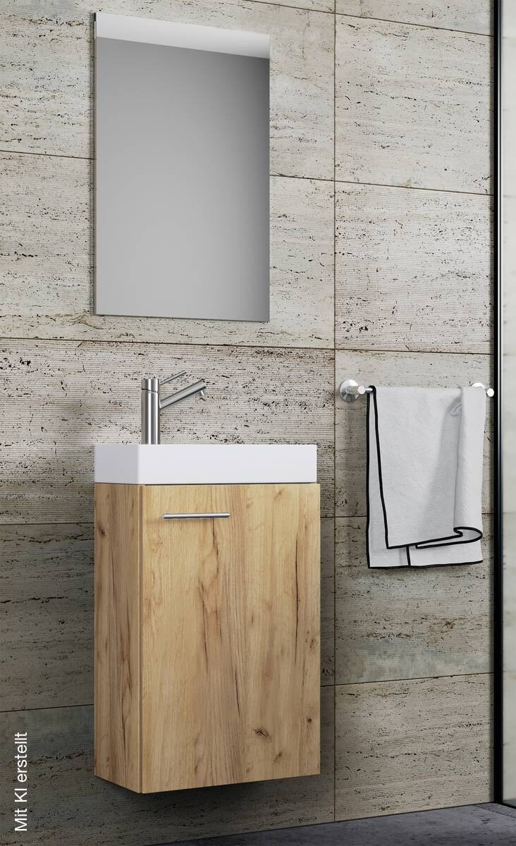 Waschplatz 3tlg-Slito Eiche Honig Nachbildung weiß B/H/T: ca. 41x69,5x22 cm