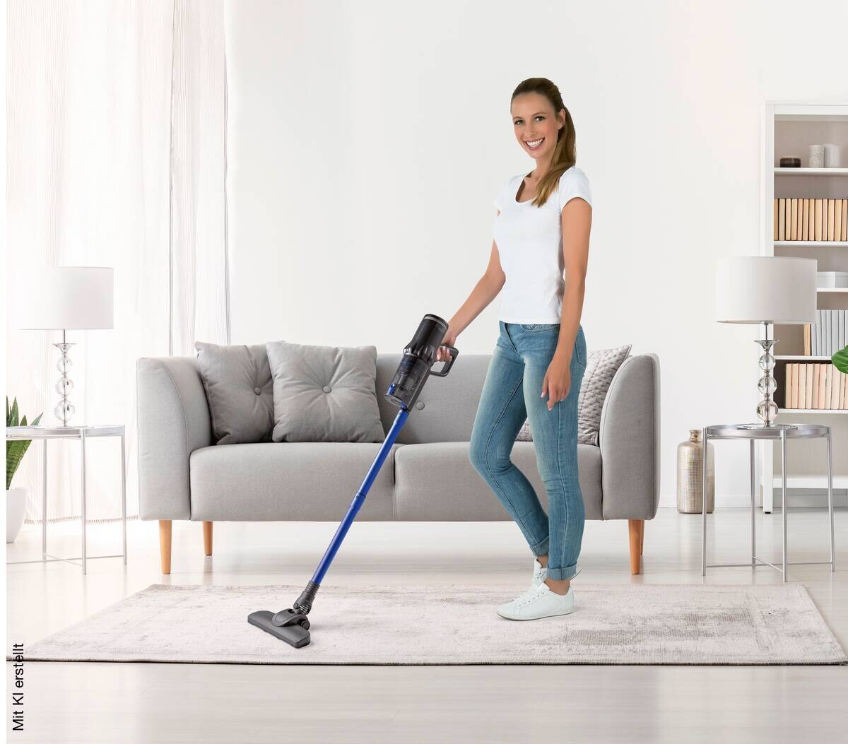 CLEANmaxx Akku-Staubsauger blau grau B/H/L: ca. 18,1x24,5x39,5 cm