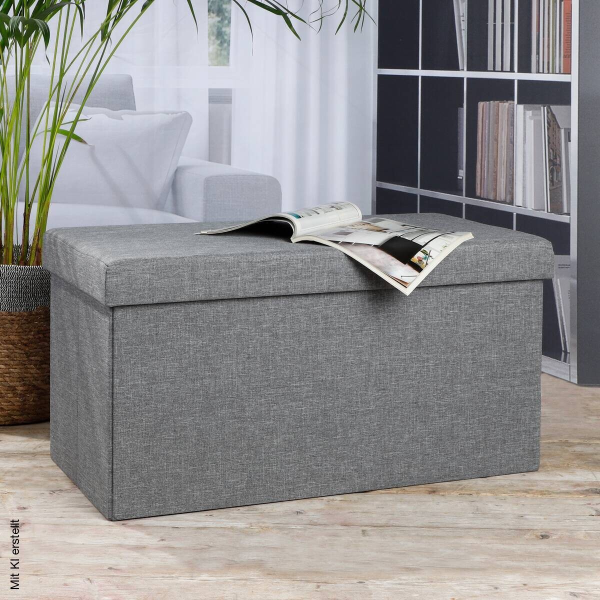 HI Sitzbank mit Aufbewahrungsfunktion grau B/H/L: ca. 38x38x76 cm