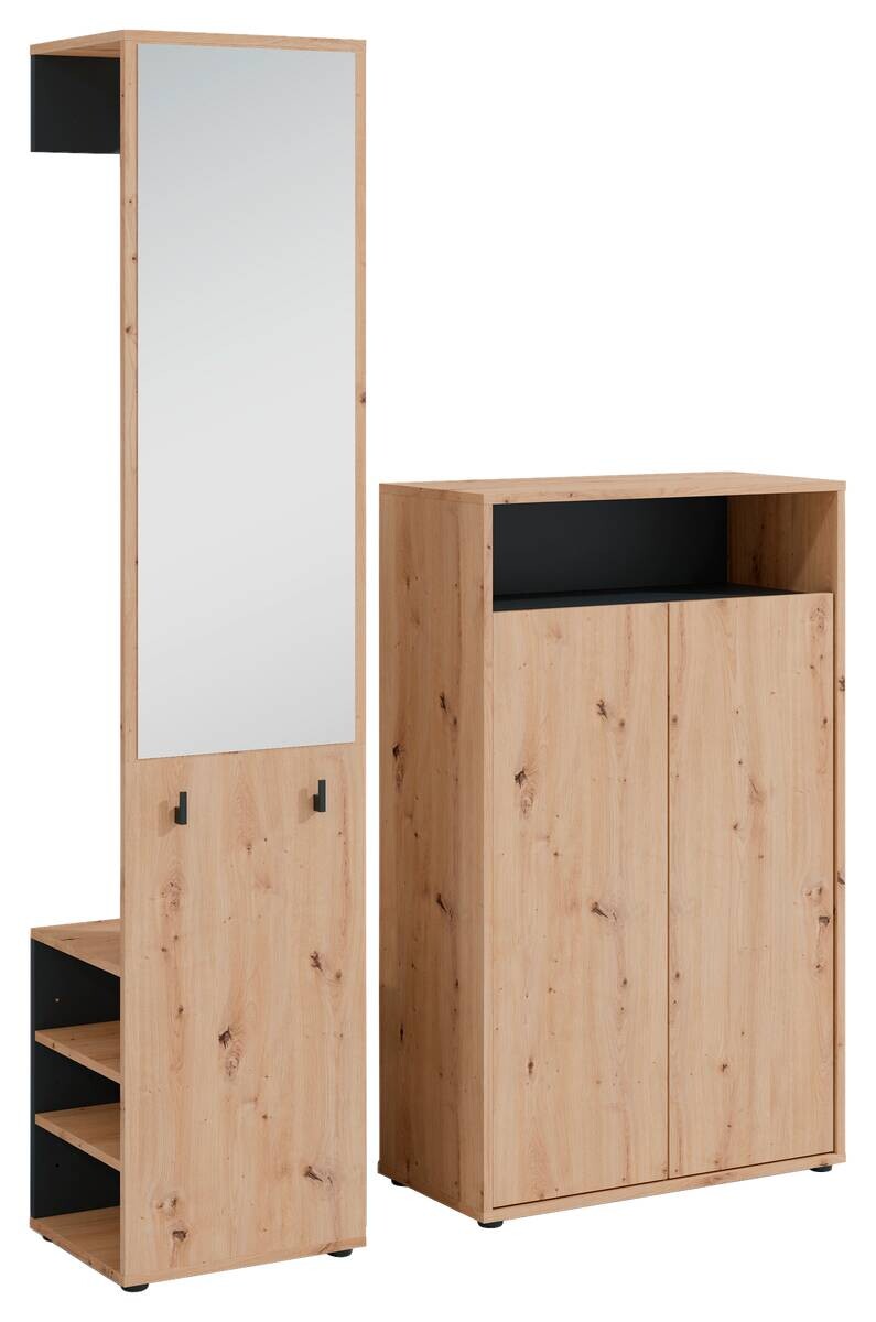 Garderobe Lyon Eiche Artisan Nachbildung schwarz B/H/T: ca. 70x115x33,5 cm