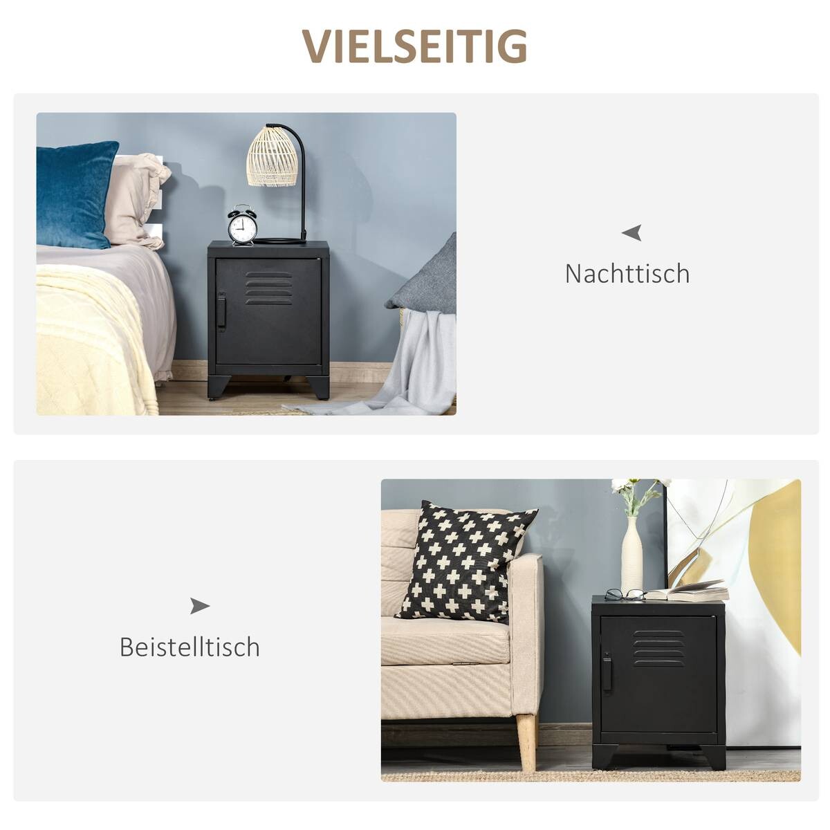 Nachtkonsole 831-429BK schwarz B/H/T: ca. 40x50x40 cm