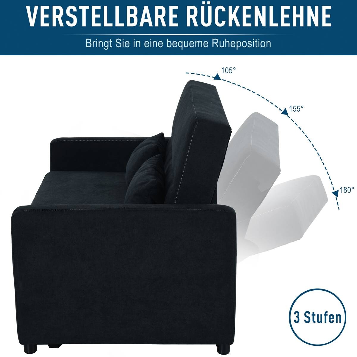HOMCOM Schlafsofa 833-834 schwarz B/H/T: ca. 148x89x82 cm