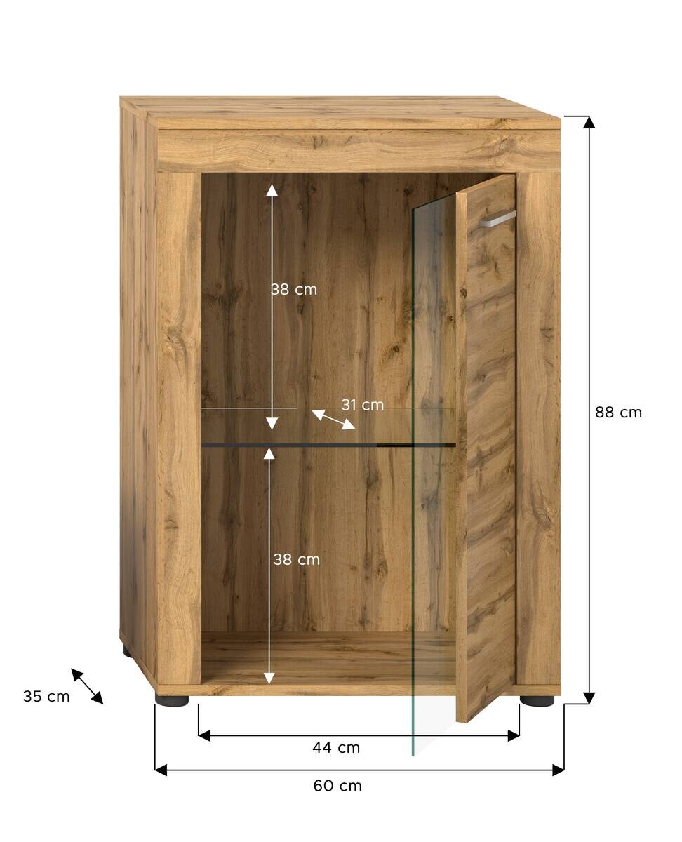 Vitrine Jam Eiche Wotan Nachbildung B/H/T: ca. 60x86x35 cm