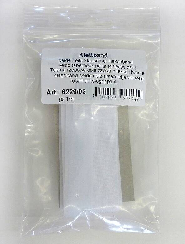 Klettband weiß L: ca. 100 cm 2 Packstücke