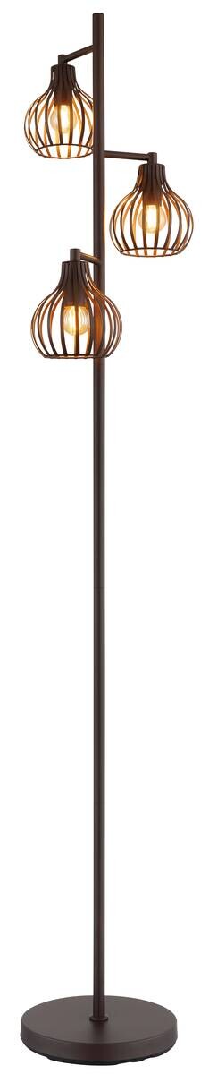 GLOBO Stehlampe rostfarbig Metall H/D: ca. 161x31 cm E14 3 Brennstellen