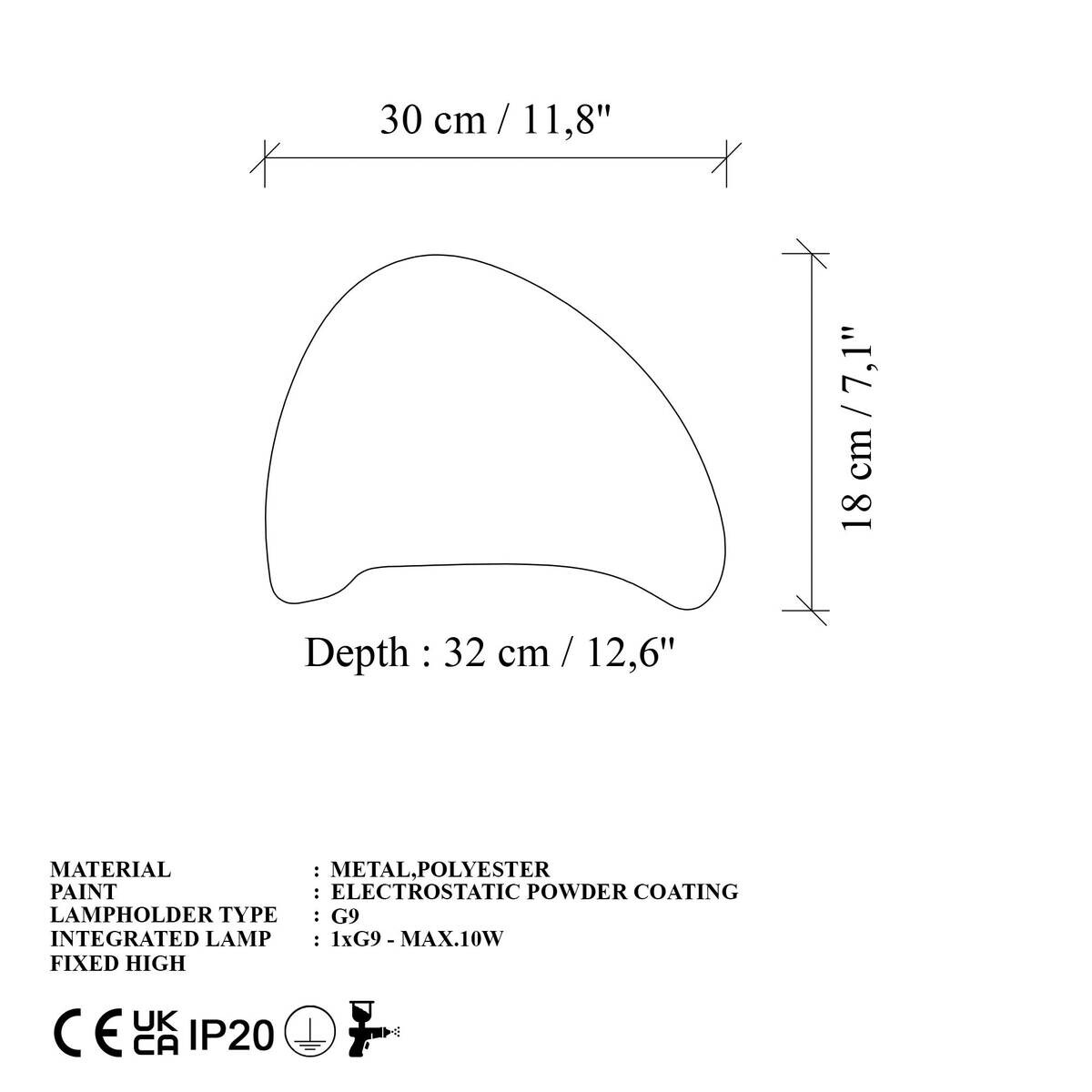 Opviq Wandleuchte weiß B/H/T: ca. 30x32x32 cm E14 1 Brennstellen