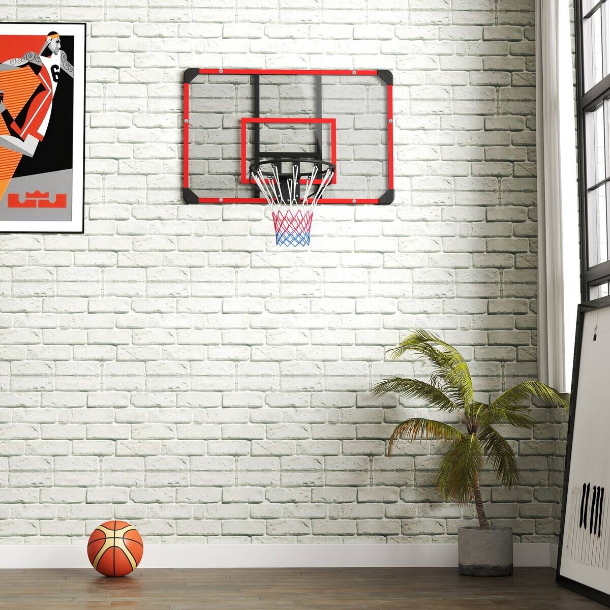 SPORTNOW Basketballkorb rot Kunststoff B/H/L: ca. 61x73x113 cm