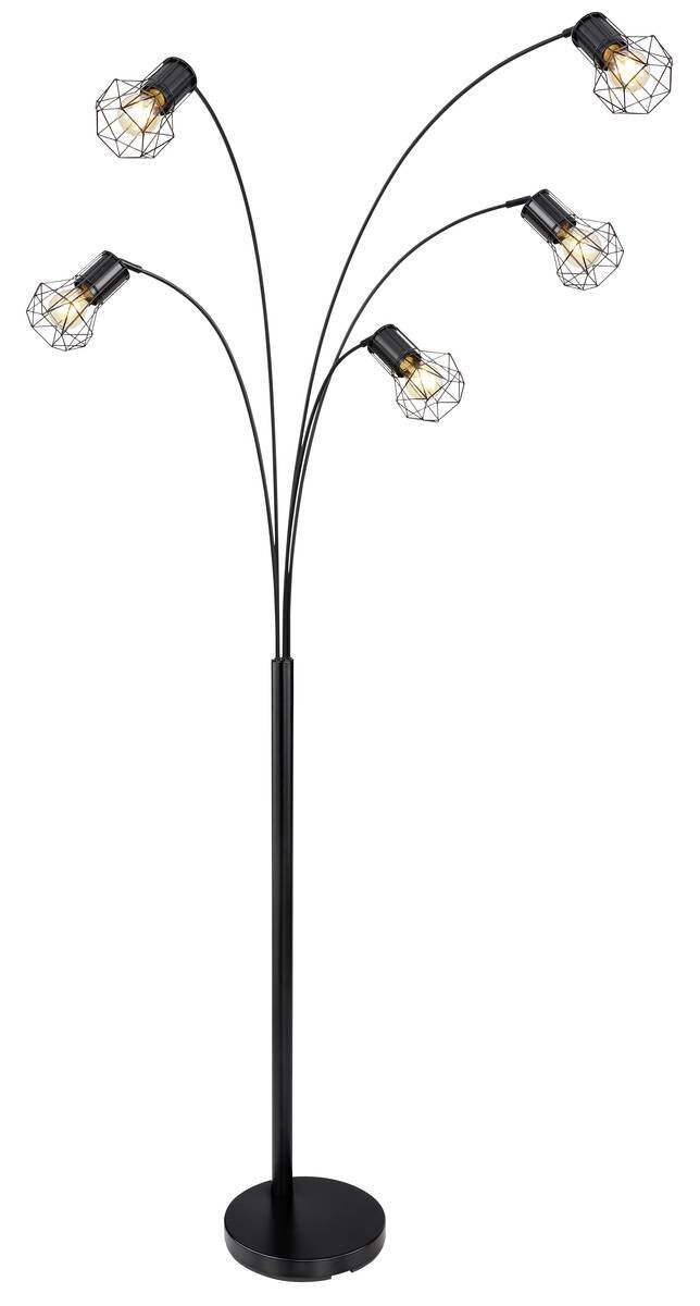 GLOBO Stehlampe Priska mattschwarz Metall B/H/T: ca. 74x204x80 cm