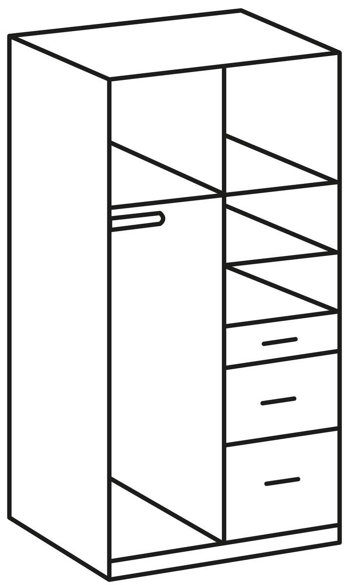 Kleiderschrank Joker weiß Eiche Flagstaff Nachbildung B/H/T: ca. 90x199x58 cm