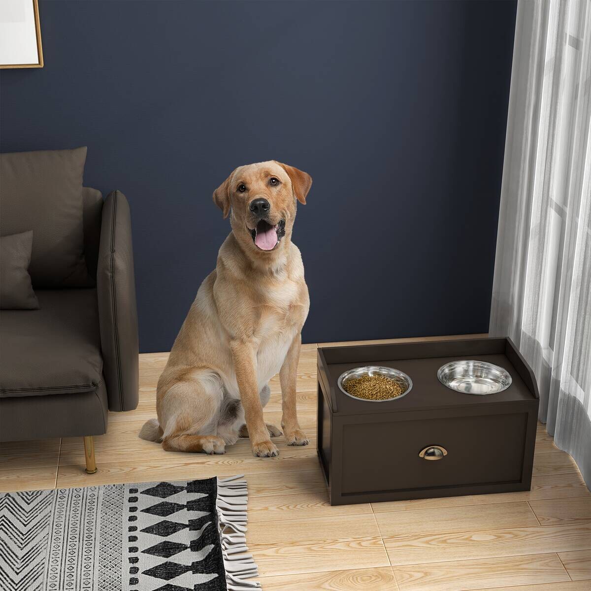 PawHut Hunde-Zubehör braun Edelstahl B/H/L: ca. 30x60x36 cm