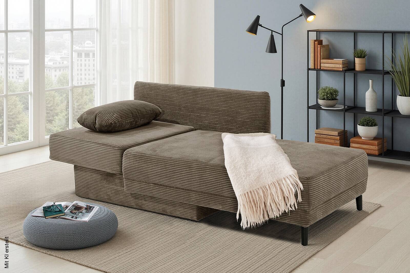 Recamiere taupe Microfaser B/H/T: ca. 155x81x73 cm
