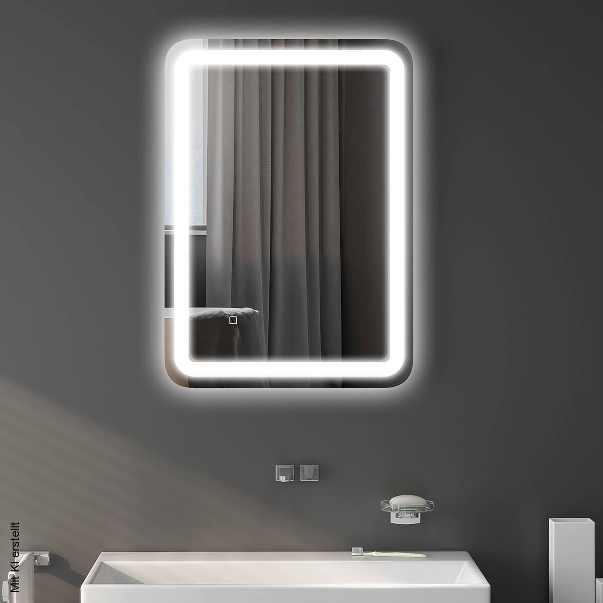 HOMCOM LED-Bad-Spiegel silber B/H/L: ca. 70x4x90 cm