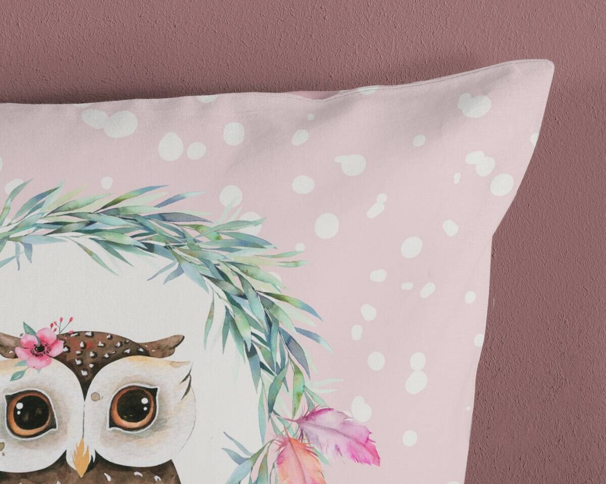 Baumwoll Bettwäsche Owli pink Baumwolle B/L: ca. 135x200 cm