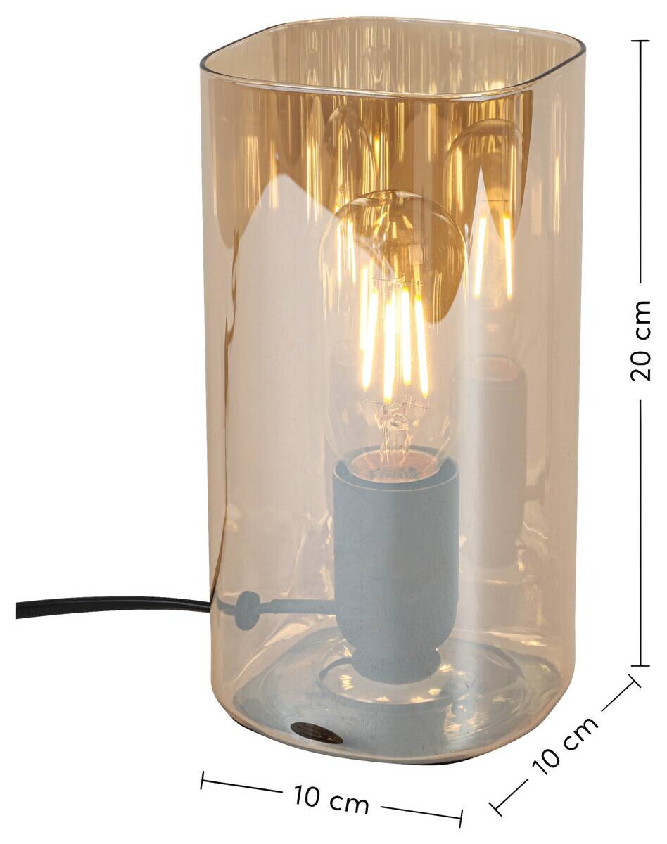 Nolo Tischleuchte Paige amber Glas B/H/L: ca. 9,5x20x9,5 cm E27 1 Brennstellen