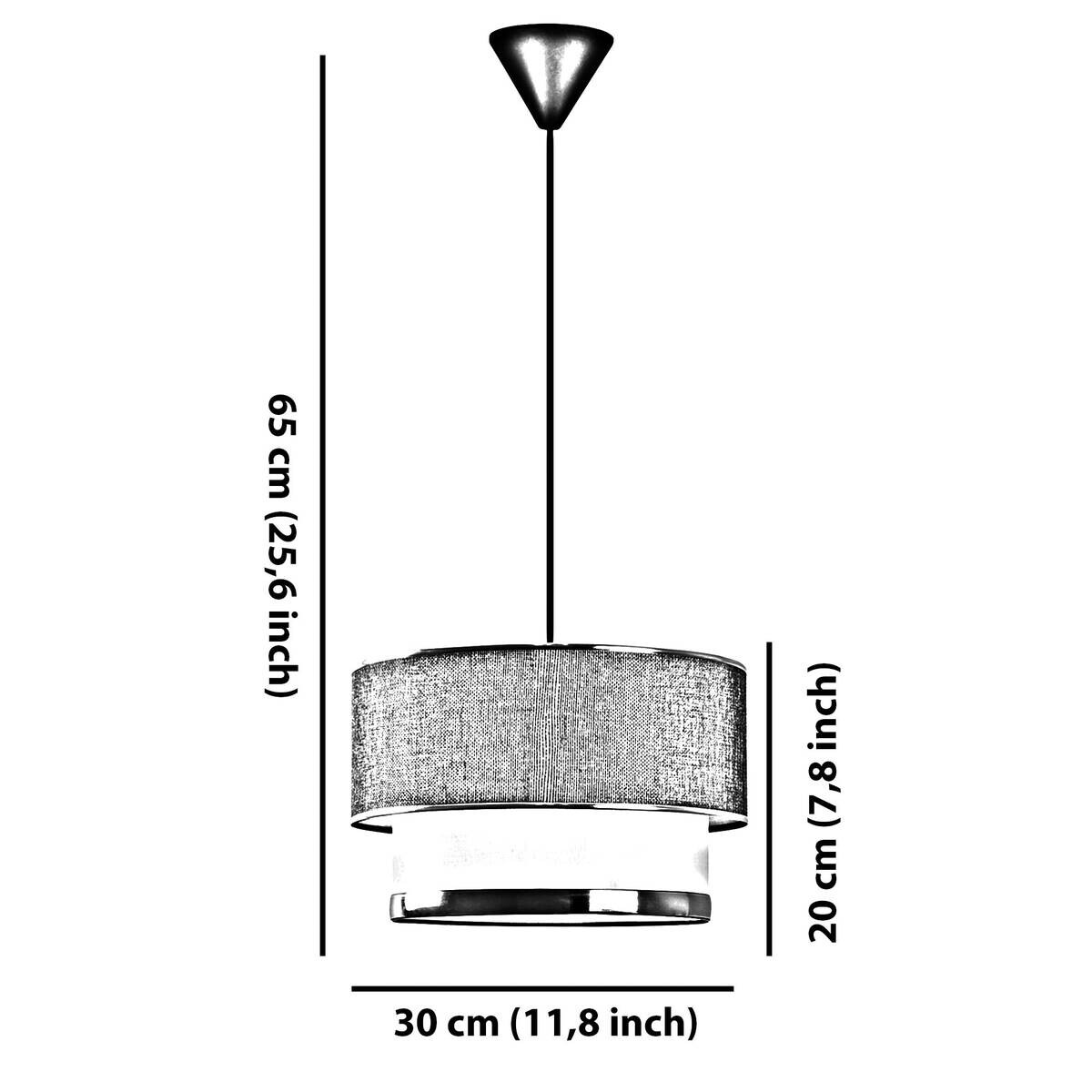 Opviq Pendelleuchte Echo grau weiß Baumwolle B/H/T/L/D: ca. 30x65x30x30x30 cm E27 1 Brennstellen
