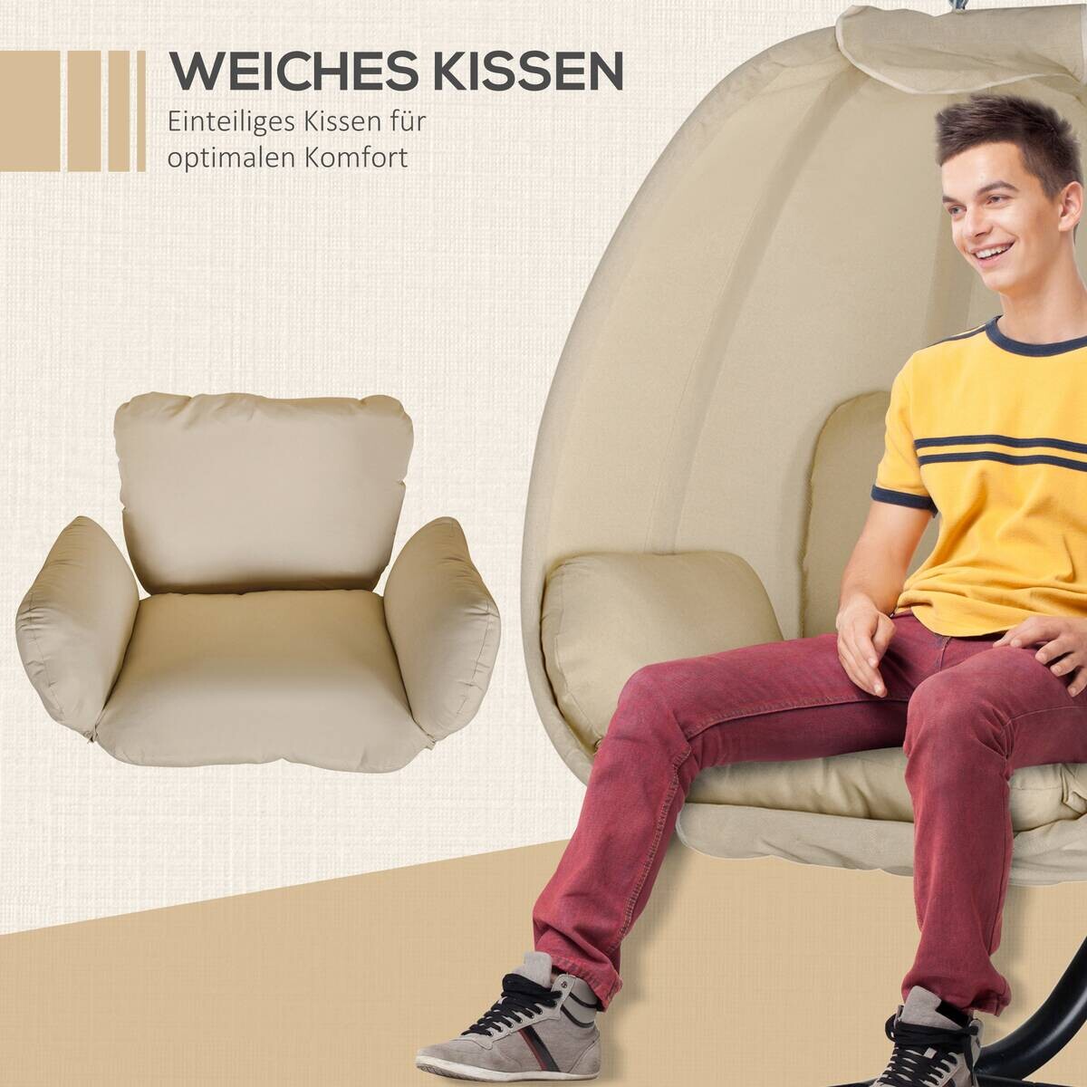 Outsunny Hängesessel khaki Polyester B/H/L: ca. 95x170x125 cm