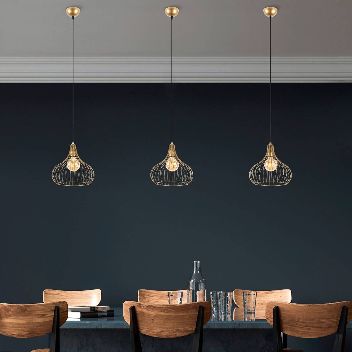 Opviq Pendelleuchte Teldamla-11920 gold B/H/T/L/D: ca. 22x120x22x22x22 cm E27 1 Brennstellen