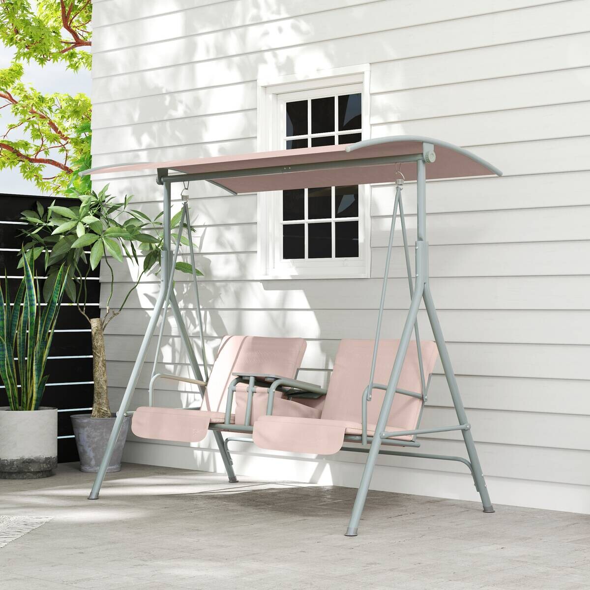 Outsunny Hollywoodschaukel beige Metall B/H/L: ca. 112x165x175 cm