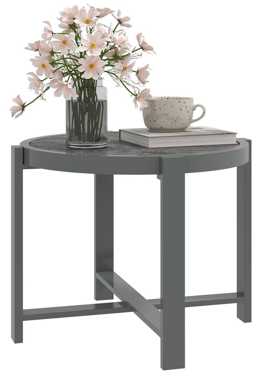 Outsunny Gartentisch grau Aluminium B/H/L: ca. 60x46x60 cm