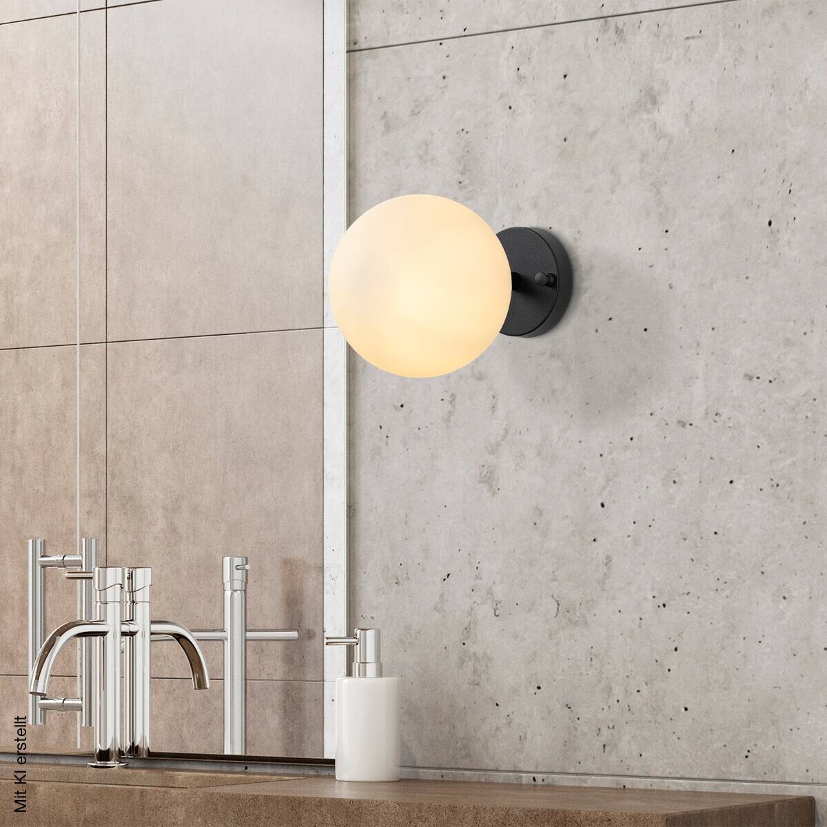 Opviq Wandleuchte schwarz creme Glas Metall B/H/L: ca. 15x24x15 cm E14 1 Brennstellen