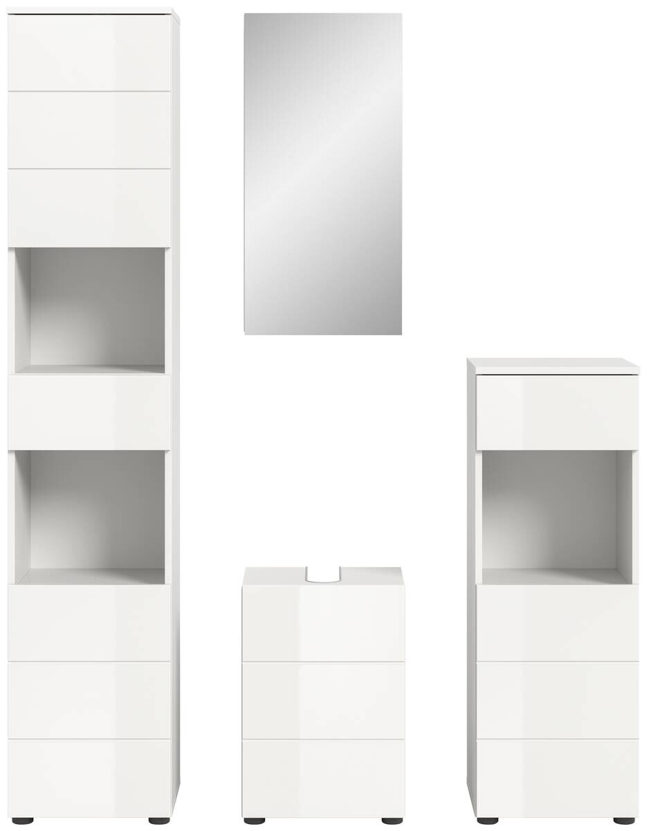 Badezimmer-Set VIRA weiß weiß Hochglanz B/H/T: ca. 144x190x34 cm