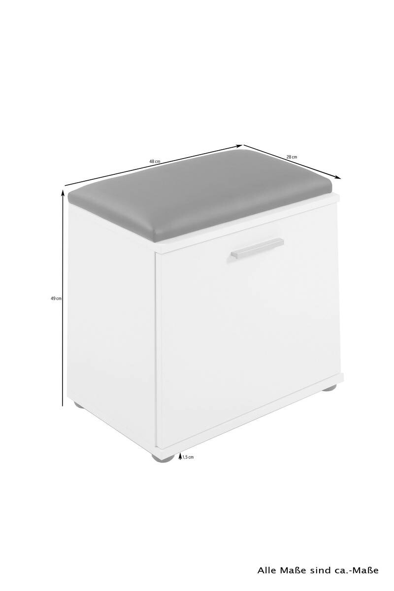 Sitzbank JAKOB Eiche Nachbildung weiß schwarz B/H/T: ca. 48,5x49x30 cm