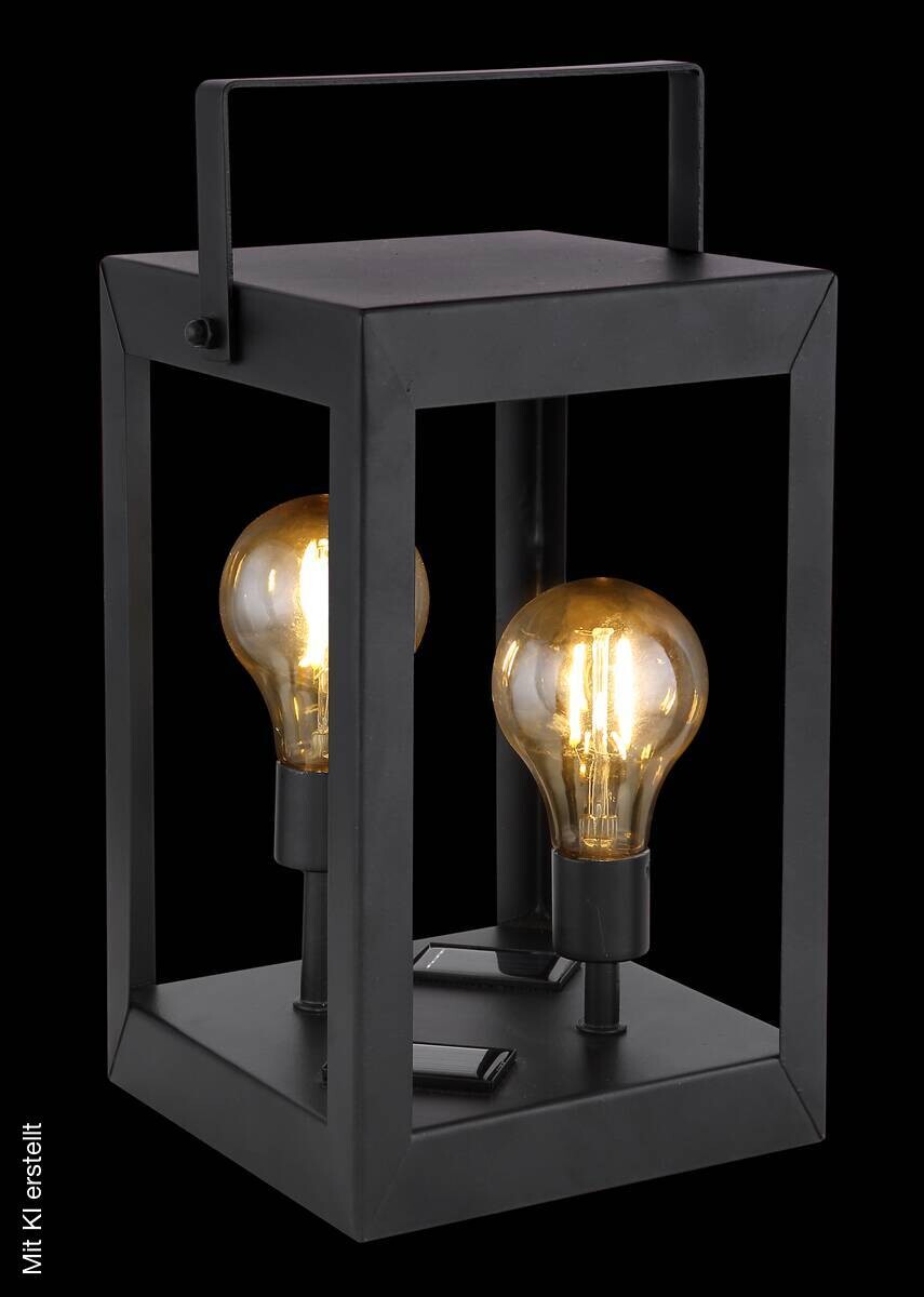 Solarleuchte schwarz Metall Kunststoff H: ca. 28 cm