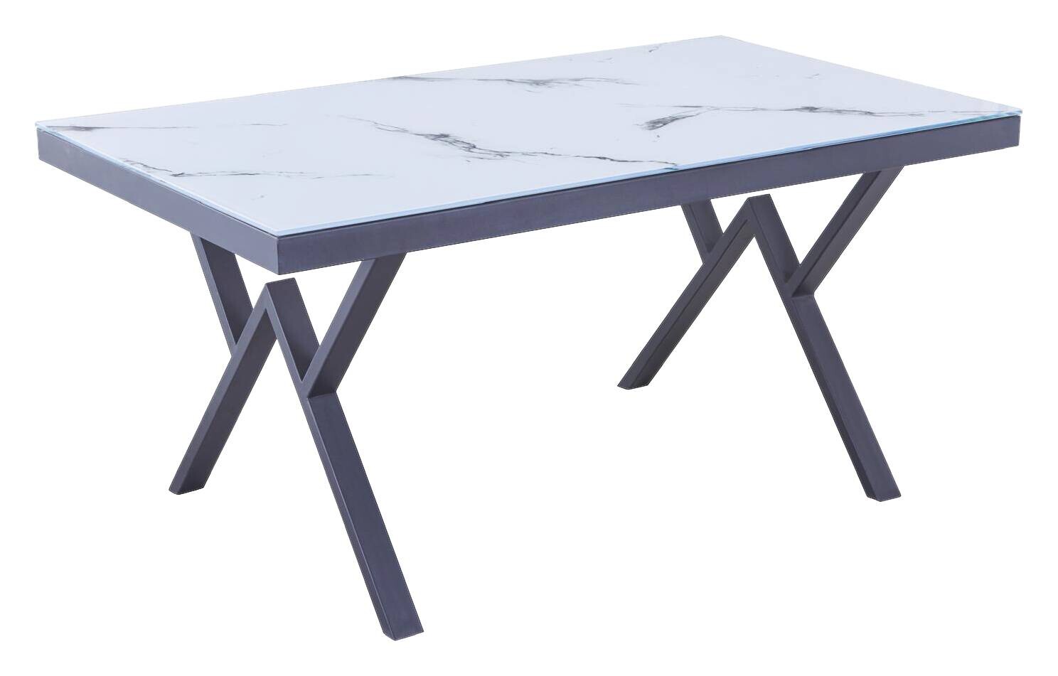 Esstisch CT056W weiß Marmor Optik schwarz B/H/T: ca. 160x76x90 cm