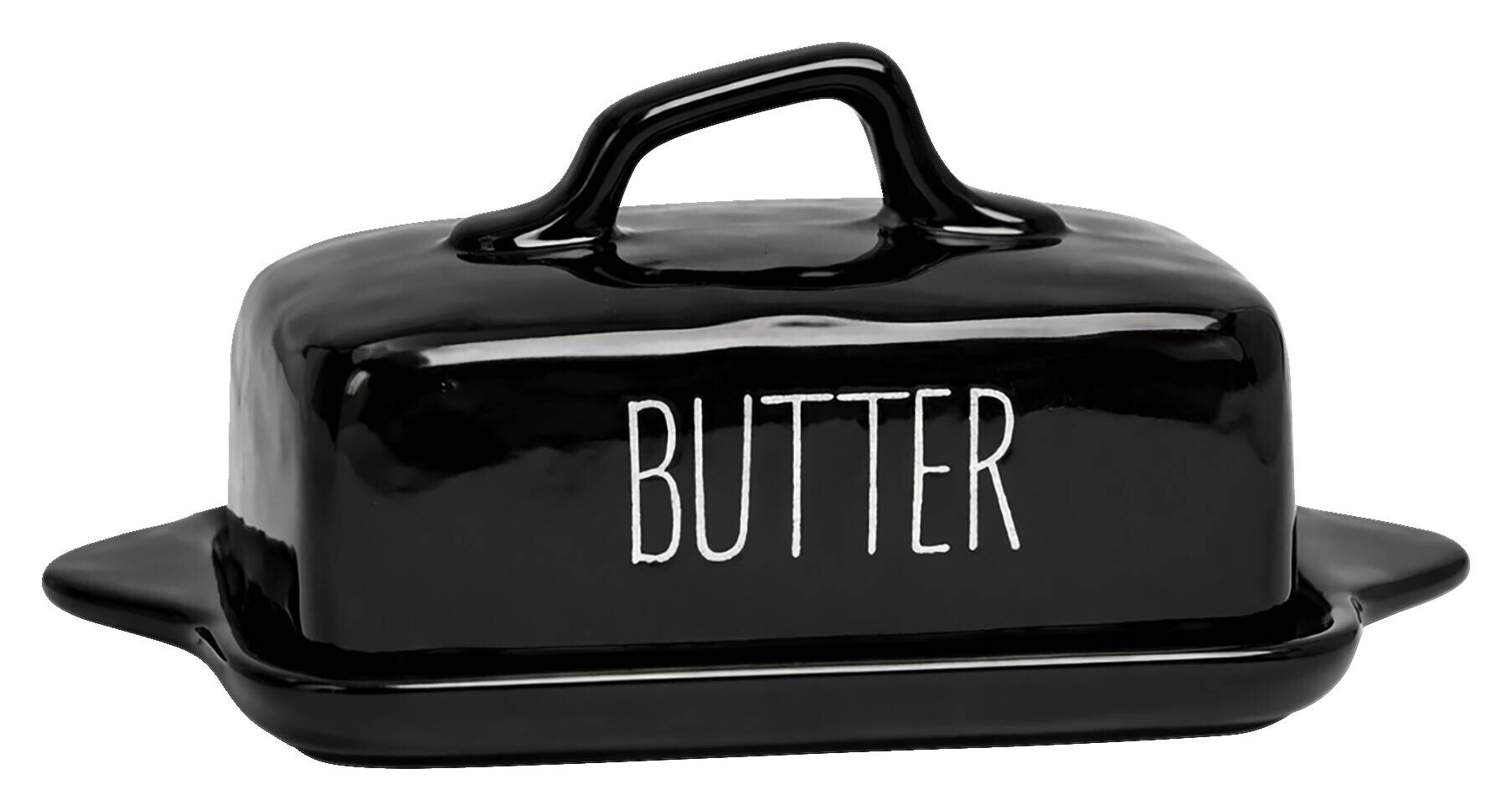 Butterdose schwarz Porzellan B/H/L: ca. 12x12x23 cm
