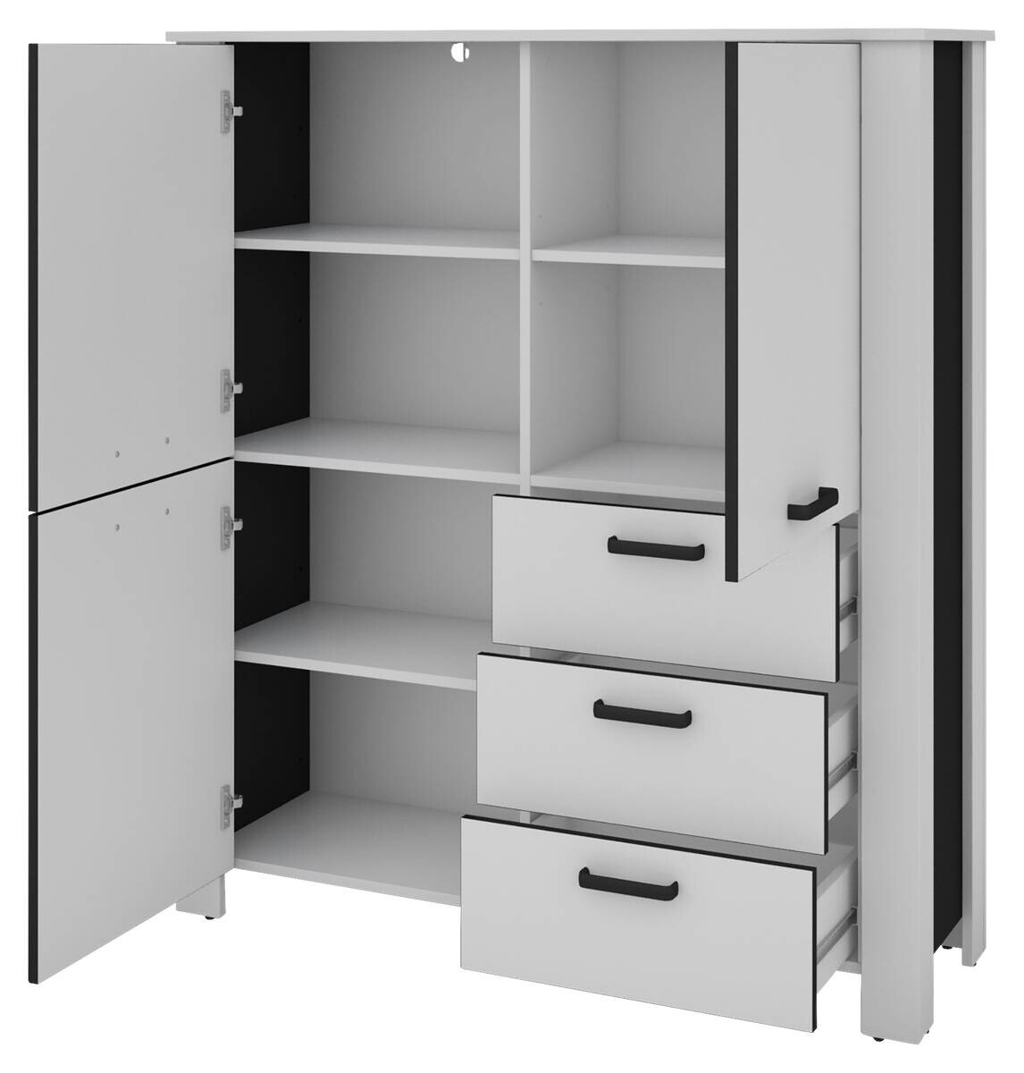 Highboard FARO weiß schwarz B/H/T: ca. 120x137x40 cm
