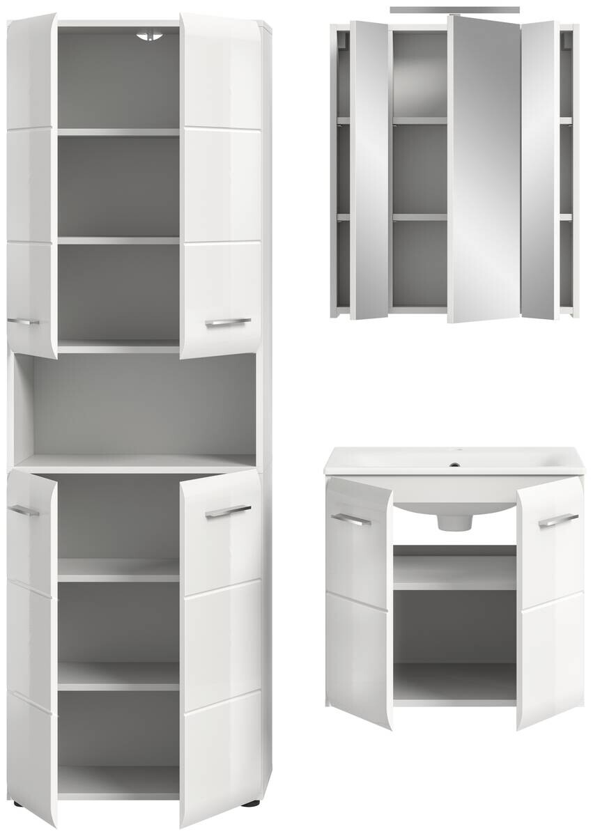 Badezimmer-Set Ice weiß weiß Hochglanz B/H/T: ca. 135x185x46 cm