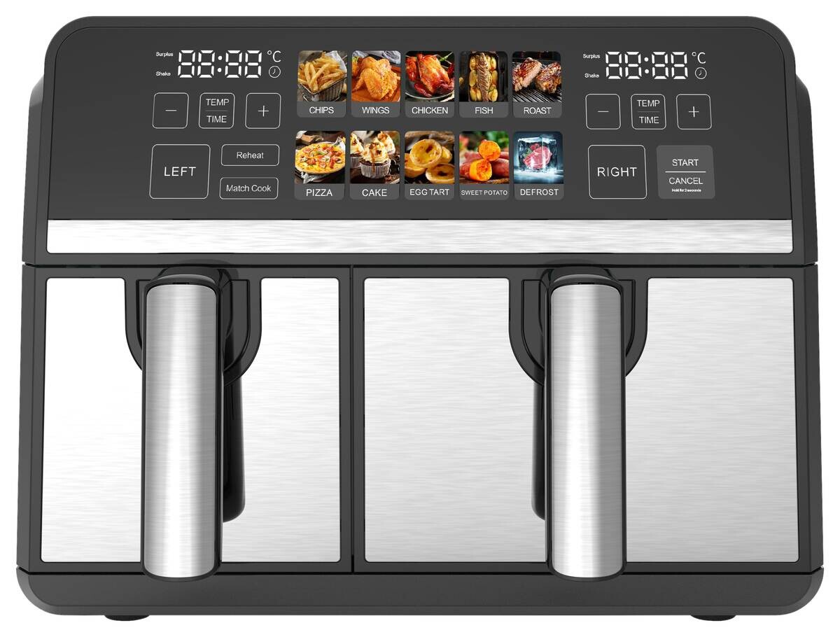 Heißluftfritteuse schwarz Edelstahl B/H/L: ca. 35x28,4x37,8 cm ca. 9 l