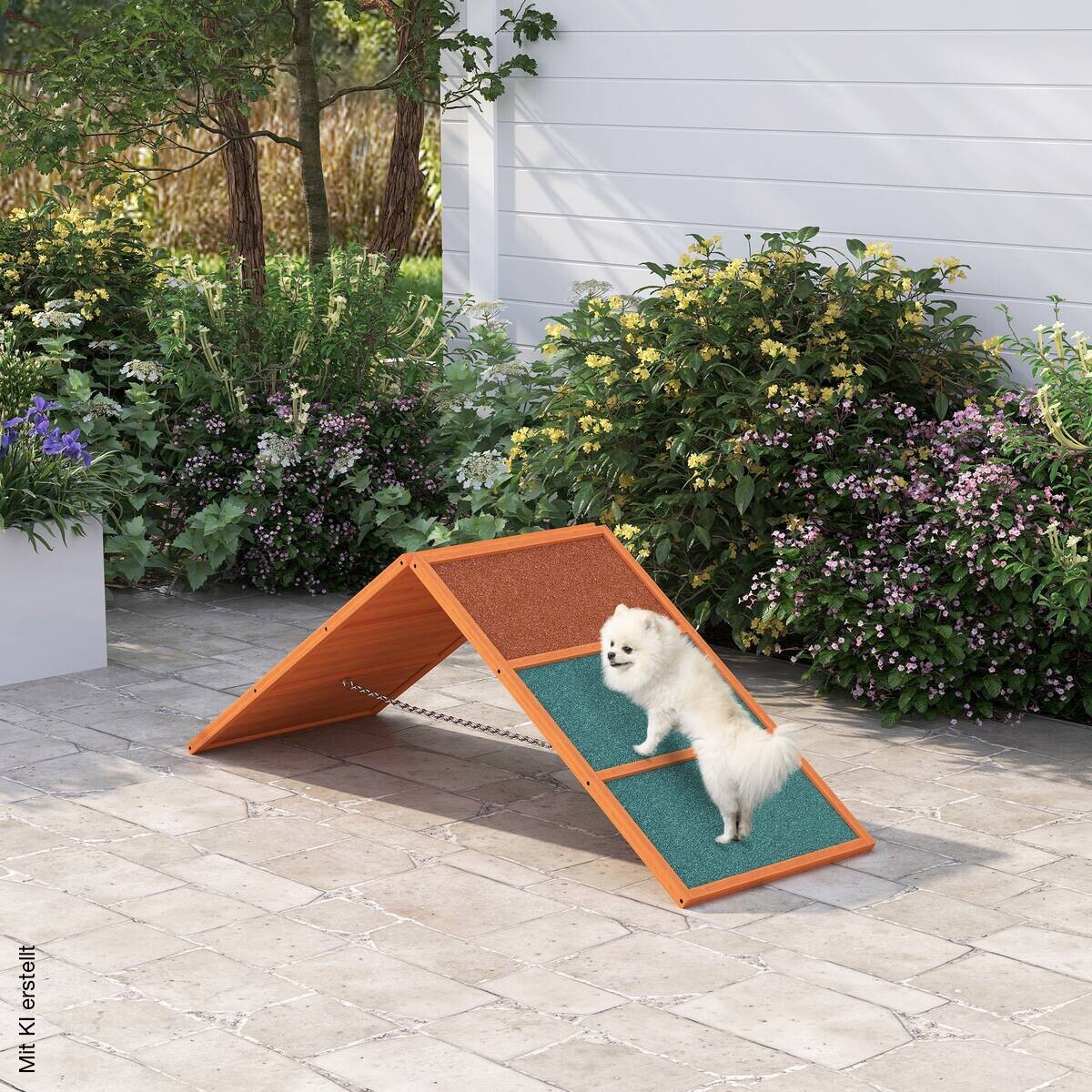 PawHut Hunde Agility Steg orange Holz B/H/L: ca. 59x66x173 cm