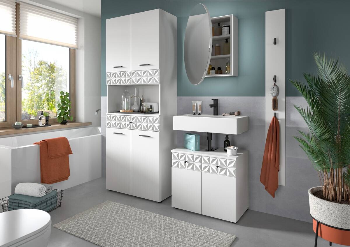 Badezimmer-Set Prisma weiß B/H/T: ca. 91x187x37 cm