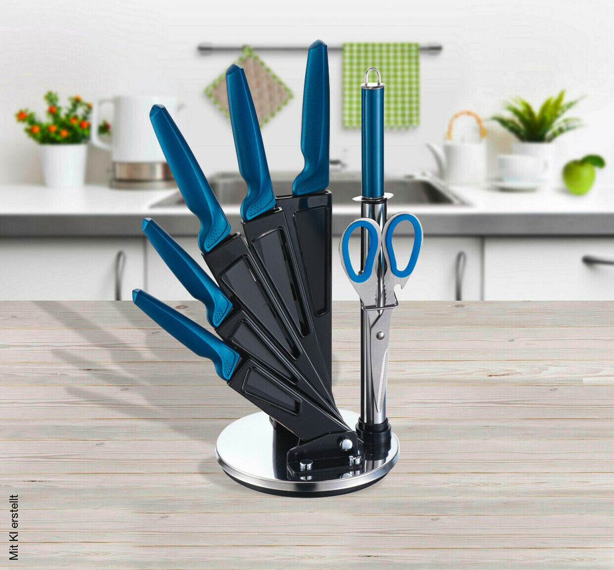 MICHELINO Messerset petrol Edelstahl 8 tlg. | petrol, schwarz