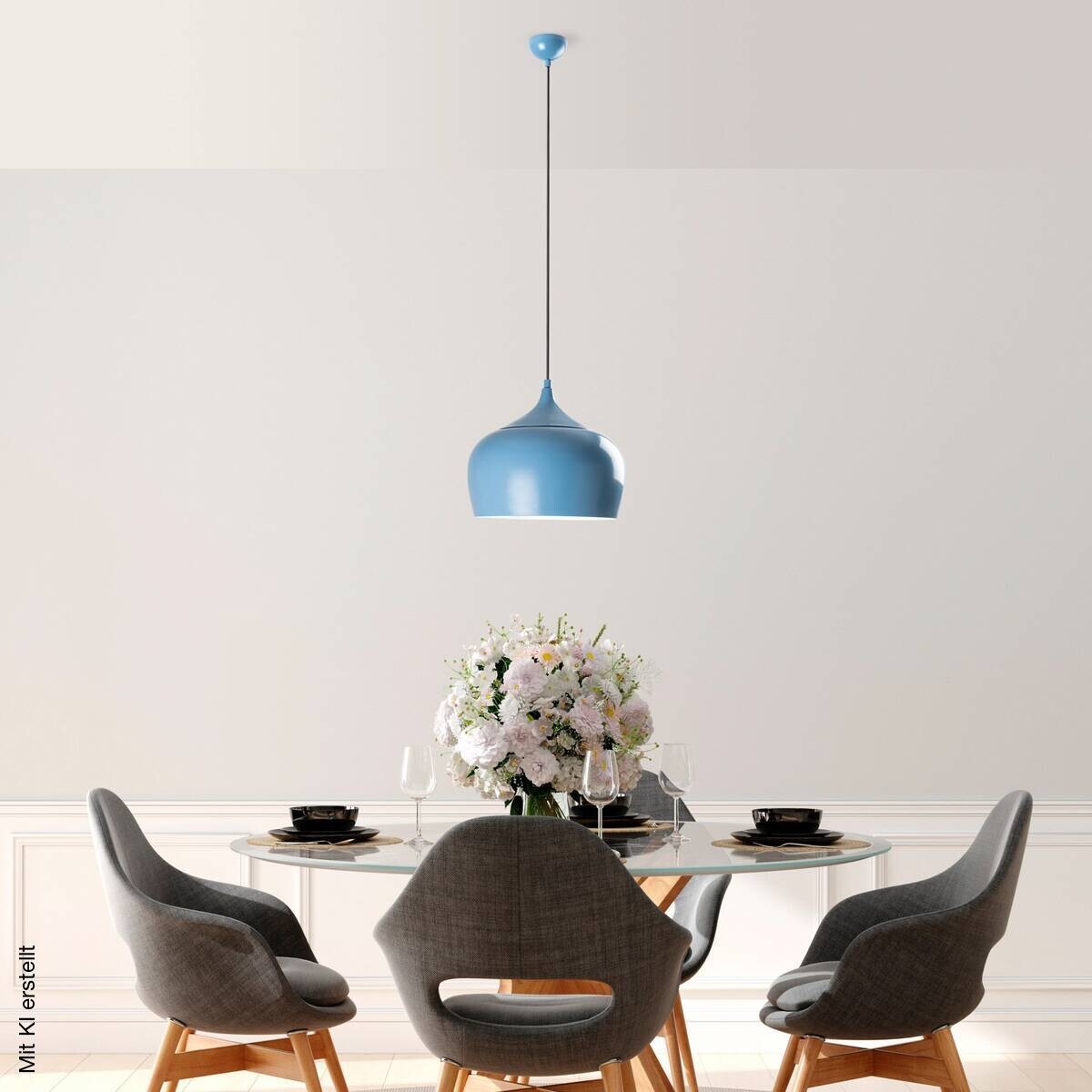 Opviq Pendelleuchte blau B/H/T: ca. 28x125x28 cm E27 1 Brennstellen