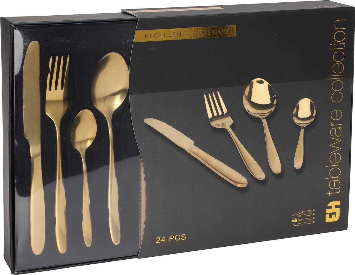 Besteckset gold Edelstahl 24 tlg.