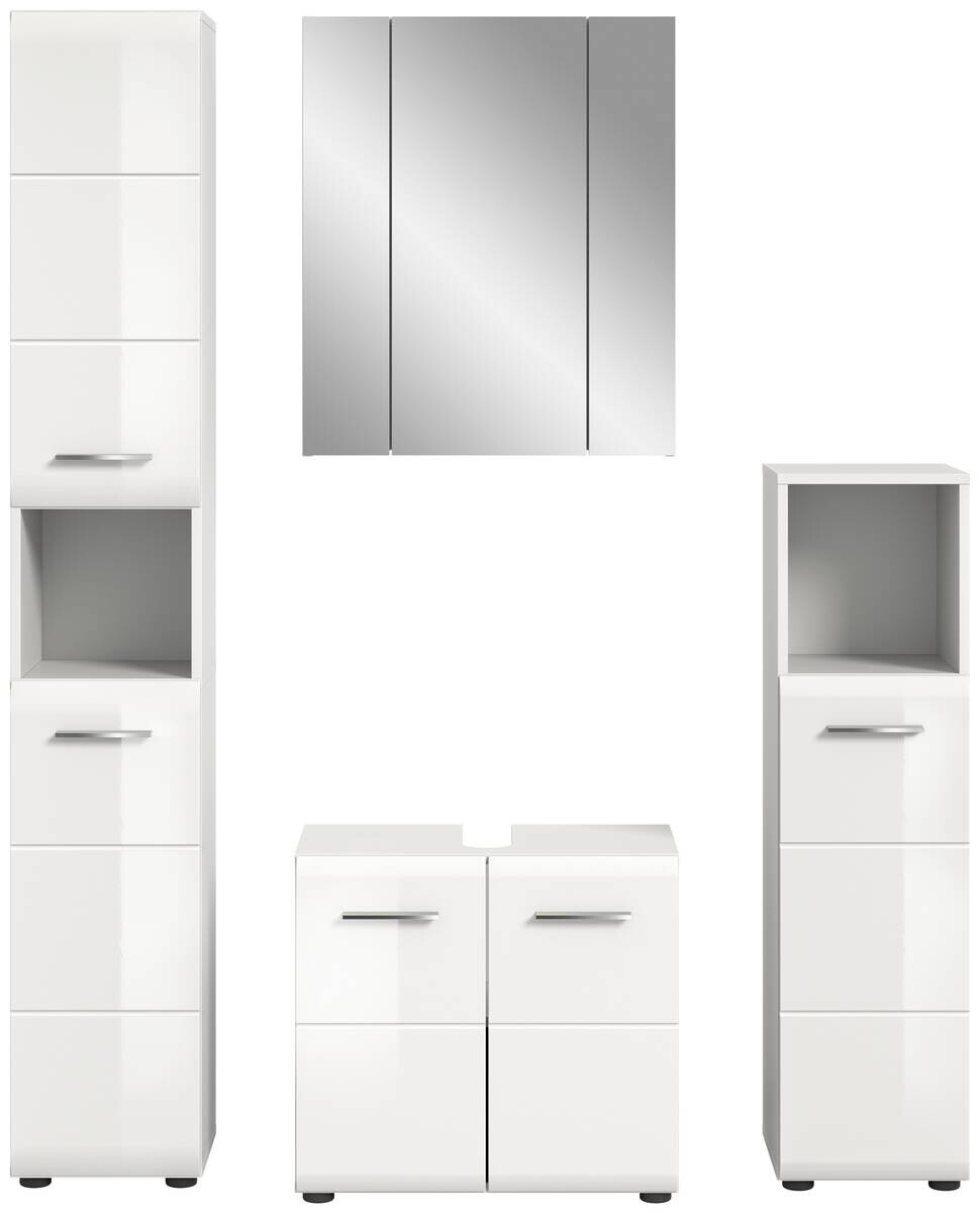 Badezimmer-Set Ice weiß weiß Hochglanz B/H/T: ca. 150x185x30 cm