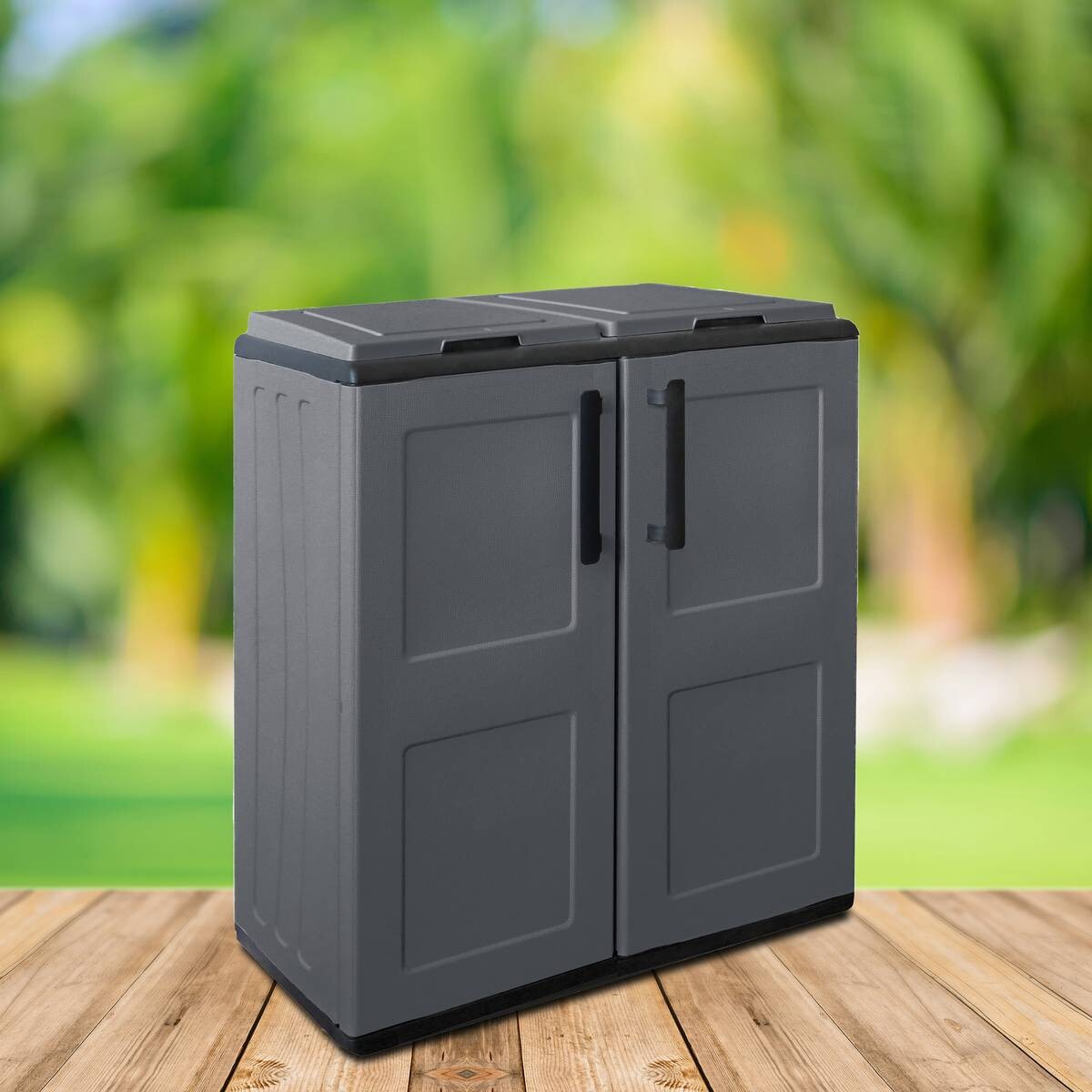 ArtPlast Mülltrennungsschrank Free grau Kunststoff B/H/T: ca. 68x84x37 cm