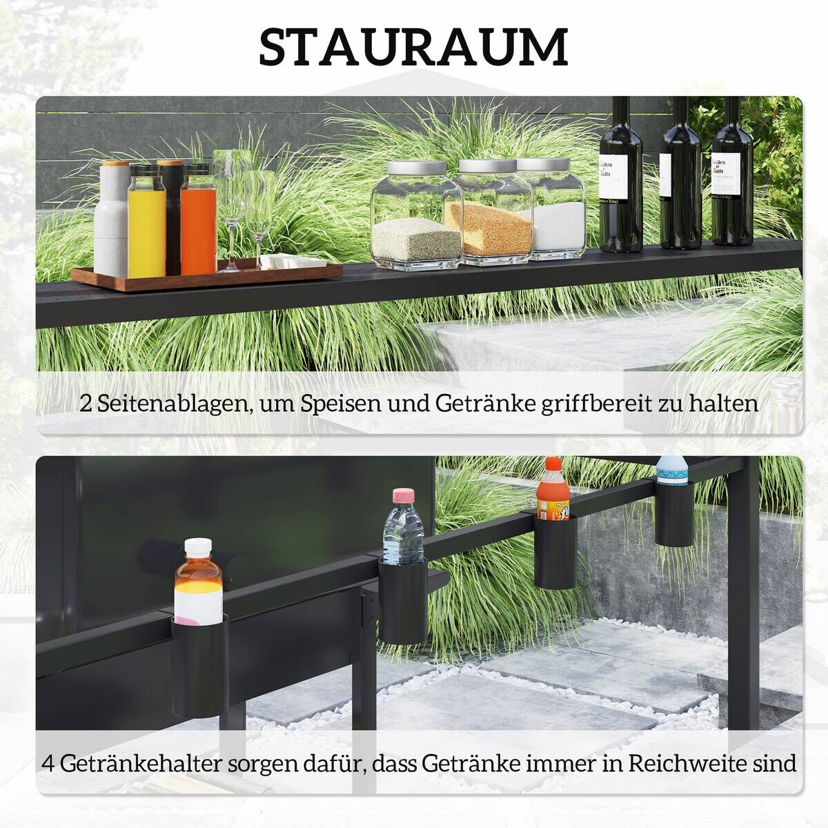 Outsunny Grillpavillon schwarz Metall B/H/L: ca. 160x250x250 cm